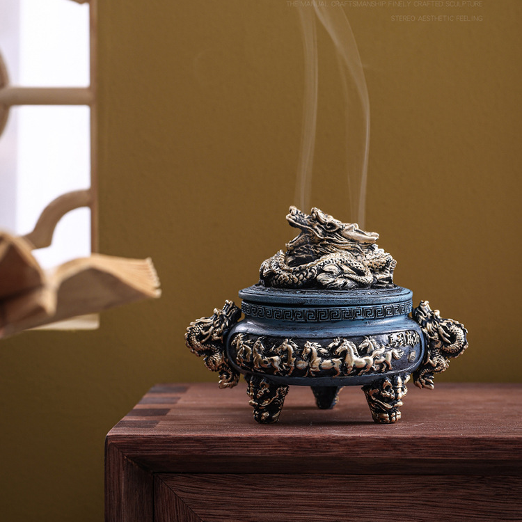 Resin  Incense Burner 1Pc Incense Holder Antique Bronze Dragon Incense Burner for Home Decoration