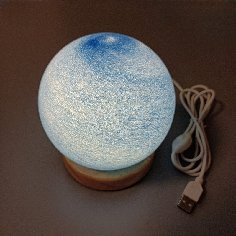 Bedside Lamp, 3D Planet Lamp, ‎Glass Moon Lamp 3 Light Models,Moon Night Light Gift for Girls Boys Kid Birthday Valentine's Day Gift