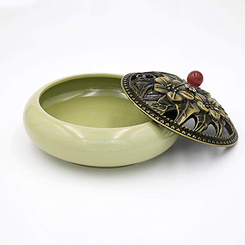 Ceramic Incense Burner, Alloy Cover Incense Holder for Coil, Stick, Daily Aromatherapy Necessities for Home, Office