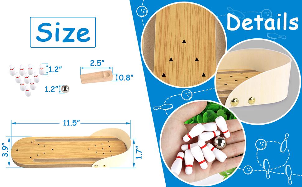 Mini Bowling Set, Wooden Tabletop Bowling Game Desk Toys Desktop Bowling Home Bowling Alleys, Desk Gifts for Coworkers