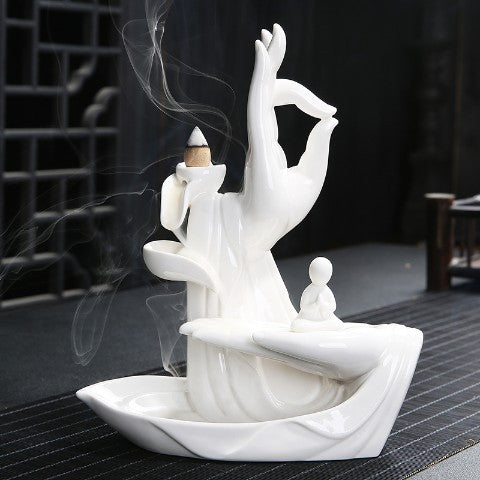 Lotus Backflow Incense Holder Incense Burner with 20pcs Incense Cone +30 Incense Sticks, Waterfall Incense Holder Incense Burner