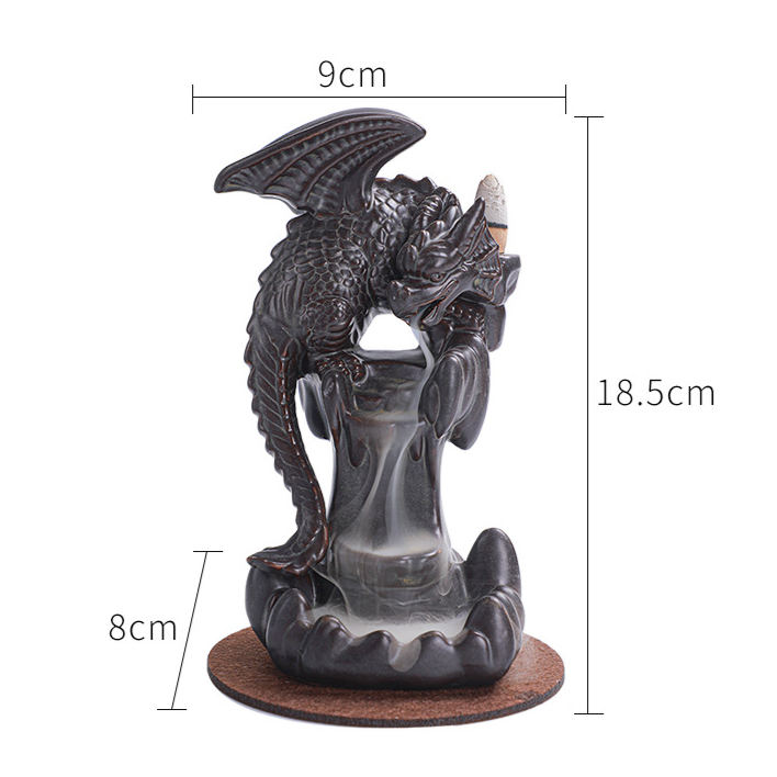 Dragon Ceramic Waterfall Incense Holder, Cool Dragon Decor, Backflow Incense Burner, Incense Fountain Home Room Decor, Awesome Gift