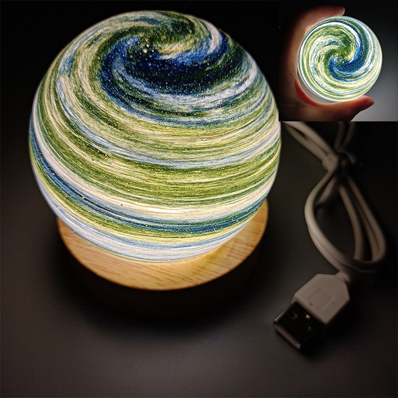 Bedside Lamp, 3D Planet Lamp, ‎Glass Moon Lamp 3 Light Models,Moon Night Light Gift for Girls Boys Kid Birthday Valentine's Day Gift