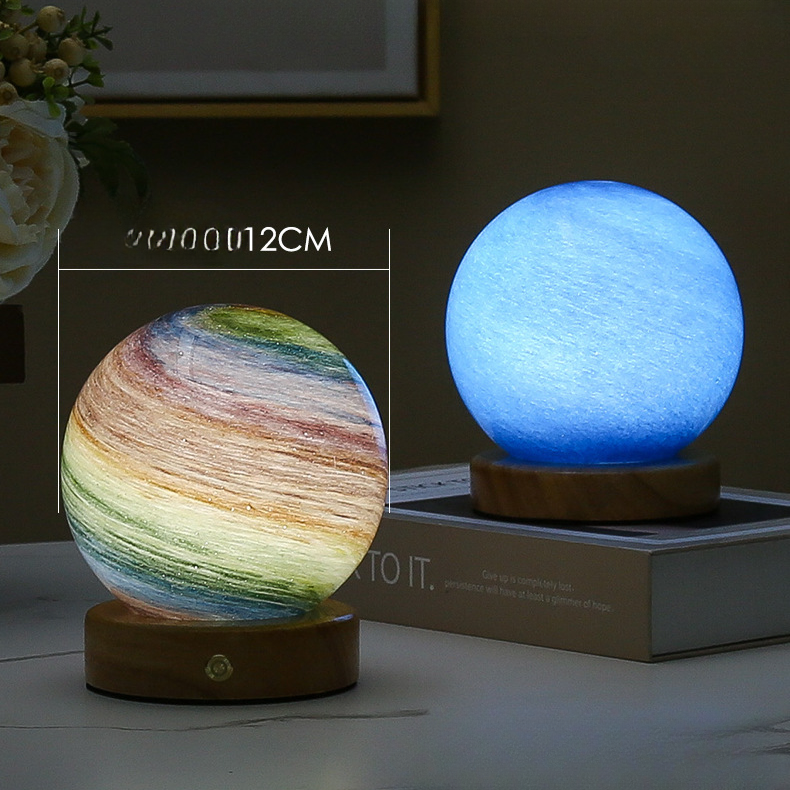 Bedside Lamp, 3D Planet Lamp, ‎Glass Moon Lamp 3 Light Models,Moon Night Light Gift for Girls Boys Kid Birthday Valentine's Day Gift