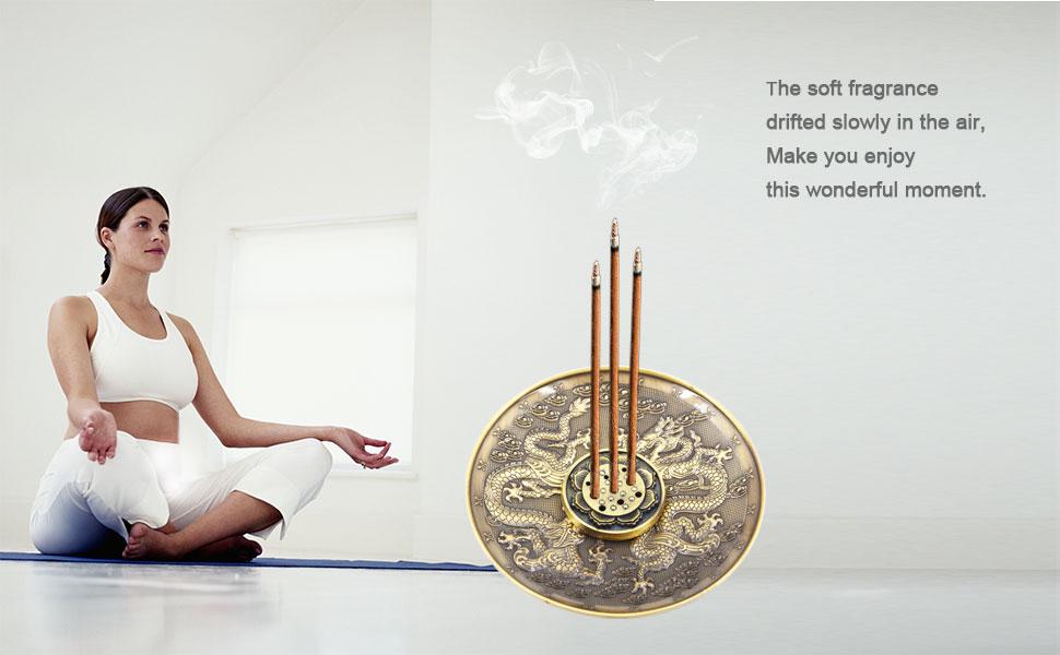 Incense Stick Holder, Brass Incense Burner 9 Incense Holes with Detachable Ash Catcher Retro and Elegant Fragrance Accessories