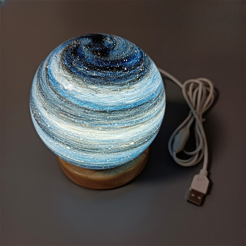 Bedside Lamp, 3D Planet Lamp, ‎Glass Moon Lamp 3 Light Models,Moon Night Light Gift for Girls Boys Kid Birthday Valentine's Day Gift