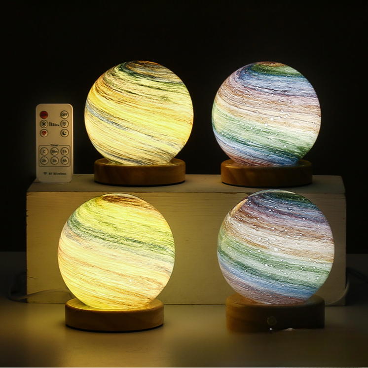 Bedside Lamp, 3D Planet Lamp, ‎Glass Moon Lamp 3 Light Models,Moon Night Light Gift for Girls Boys Kid Birthday Valentine's Day Gift