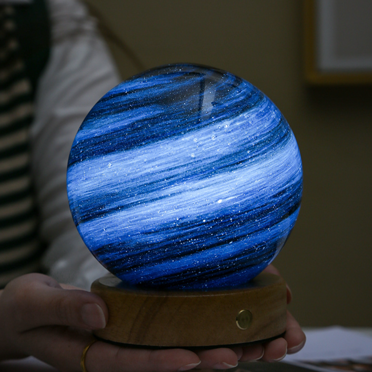 Bedside Lamp, 3D Planet Lamp, ‎Glass Moon Lamp 3 Light Models,Moon Night Light Gift for Girls Boys Kid Birthday Valentine's Day Gift